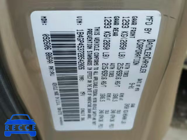 2002 DODGE CARAVAN SP 1B4GP45372B542026 image 9