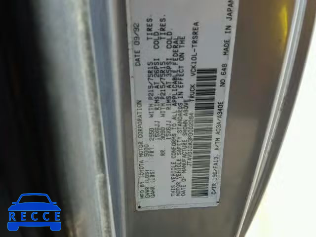 1993 TOYOTA T100 JT4VD10A3P0002084 image 9