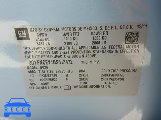 2011 CADILLAC SRX PREMIU 3GYFNCEY1BS613472 image 9