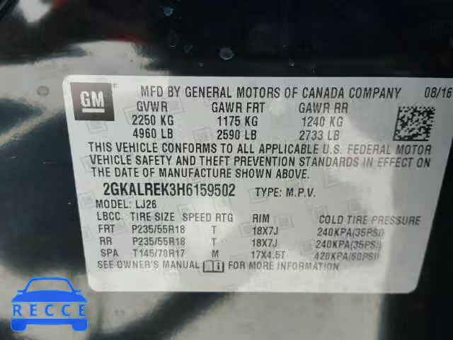 2017 GMC TERRAIN DE 2GKALREK3H6159502 image 9