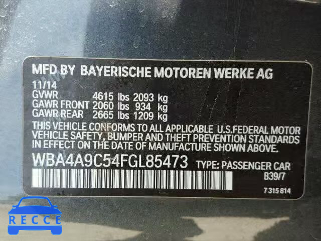2015 BMW 428I GRAN WBA4A9C54FGL85473 зображення 9