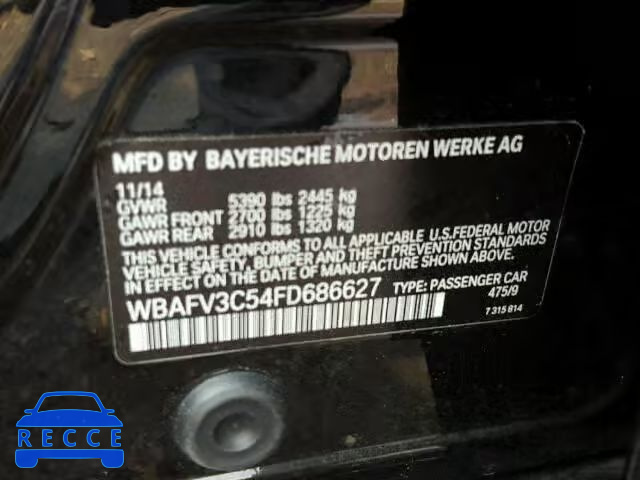 2015 BMW 535D XDRIV WBAFV3C54FD686627 image 9