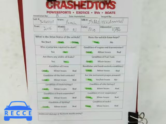 2006 YAMAHA YZFR1 JYARN15E86A000541 image 19