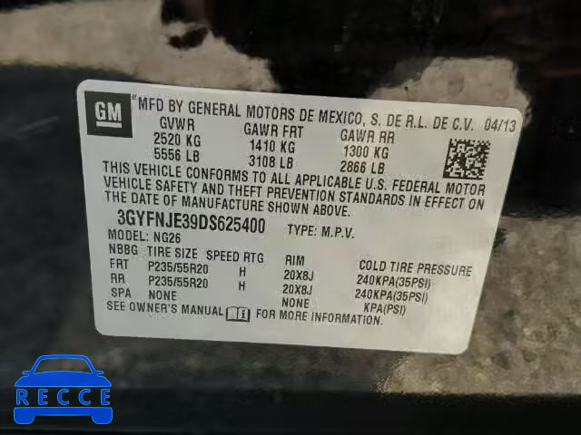 2013 CADILLAC SRX PREMIU 3GYFNJE39DS625400 image 9