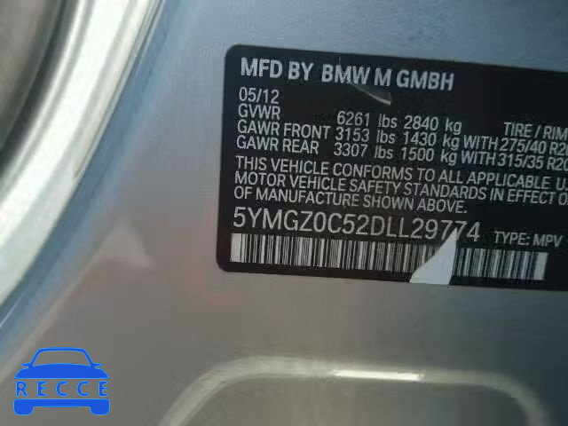 2013 BMW X6 M 5YMGZ0C52DLL29774 image 9