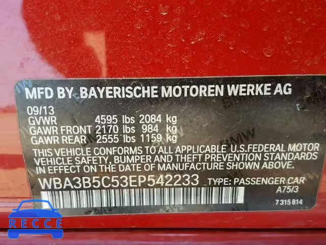 2014 BMW 328XI SULE WBA3B5C53EP542233 зображення 9