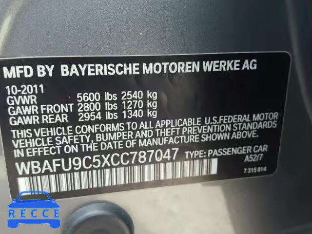 2012 BMW 550XI WBAFU9C5XCC787047 Bild 9