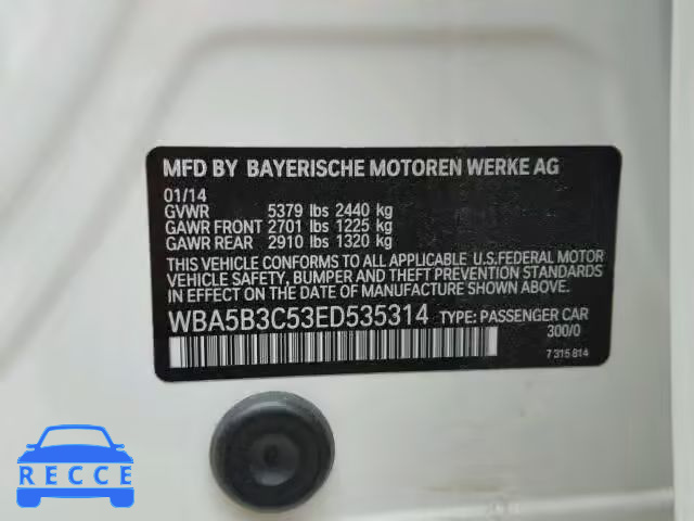 2014 BMW 535XI WBA5B3C53ED535314 image 9