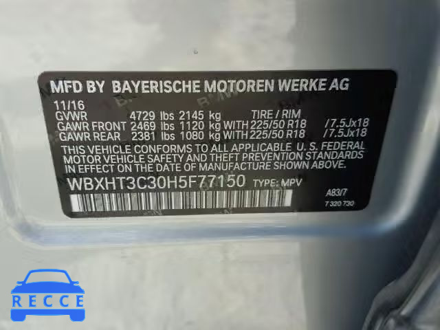 2017 BMW X1 XDRIVE2 WBXHT3C30H5F77150 image 9
