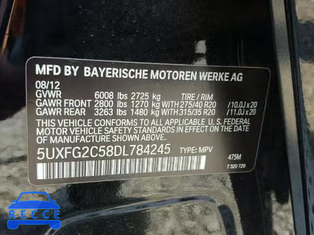 2013 BMW X6 XDRIVE3 5UXFG2C58DL784245 image 9