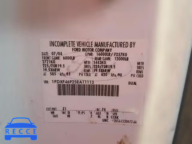 2005 FORD F450 SUPER 1FDXF46P25EA11113 image 9