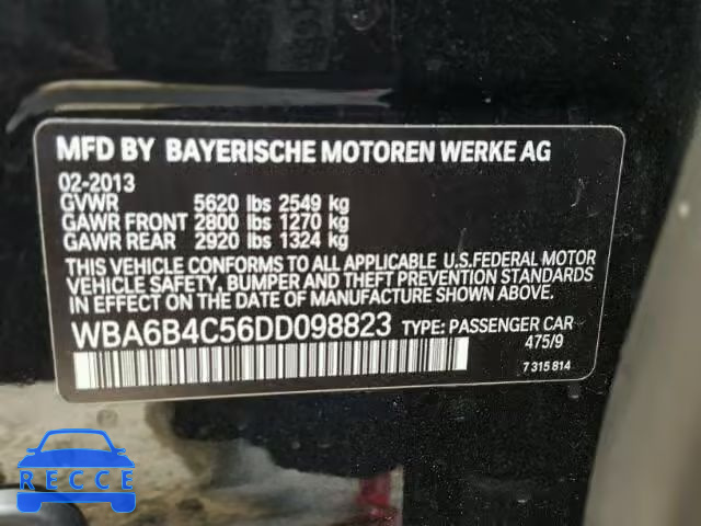 2013 BMW 650I XI WBA6B4C56DD098823 image 9