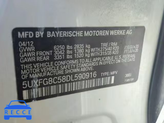 2013 BMW X6 XDRIVE5 5UXFG8C58DL590916 image 9