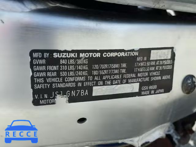 2002 SUZUKI GSX-R600 JS1GN7BA222107275 image 9