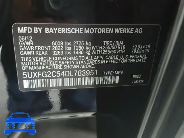 2013 BMW X6 XDRIVE3 5UXFG2C54DL783951 image 9