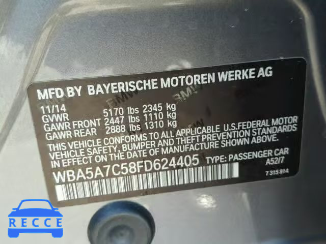 2015 BMW 528XI WBA5A7C58FD624405 зображення 9