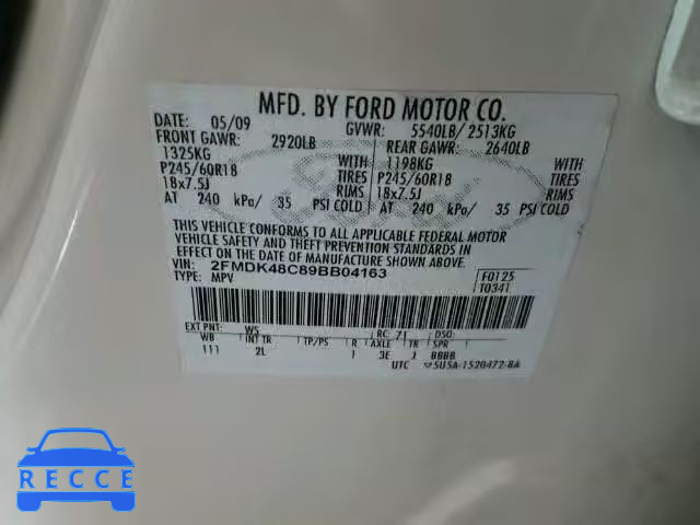 2009 FORD EDGE SEL A 2FMDK48C89BB04163 image 9