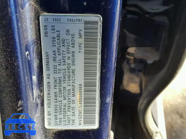 2006 VOLKSWAGEN TOUAREG 4. WVGZM77L46D008958 Bild 9