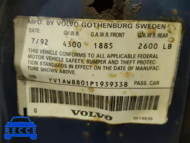 1993 VOLVO 240 YV1AW8801P1939338 Bild 9
