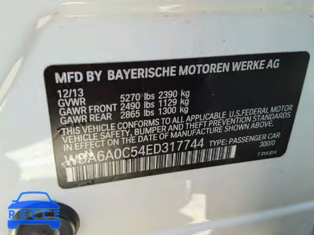 2014 BMW 640I GRAN WBA6A0C54ED317744 image 9