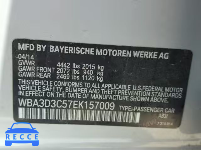 2014 BMW 328D WBA3D3C57EK157009 зображення 9