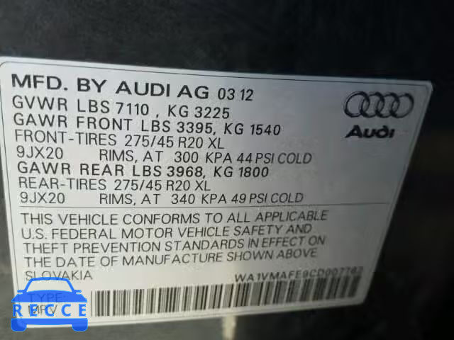 2012 AUDI Q7 PRESTIG WA1VMAFE9CD007782 image 9