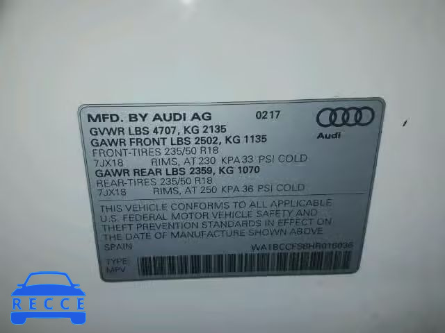 2017 AUDI Q3 WA1BCCFS6HR016036 image 9