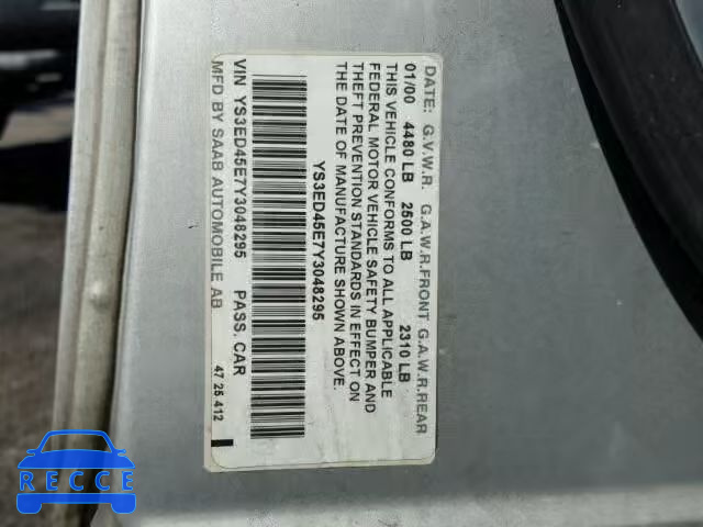 2000 SAAB 9-5 YS3ED45E7Y3048295 image 9
