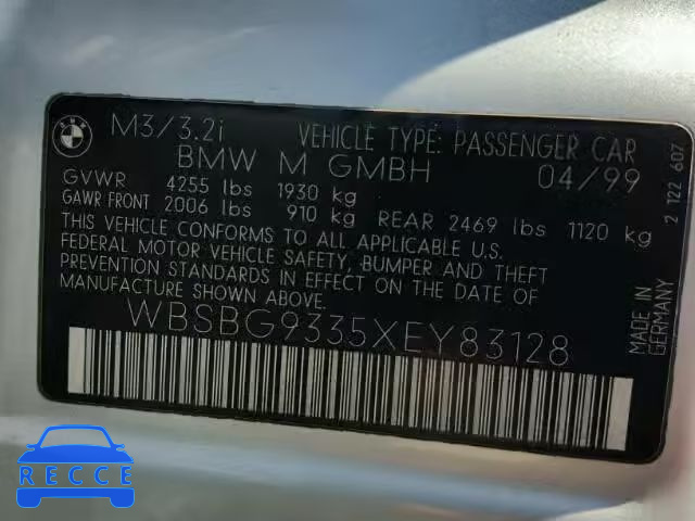 1999 BMW M3 WBSBG9335XEY83128 image 9