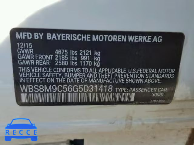 2016 BMW M3 WBS8M9C56G5D31418 image 9