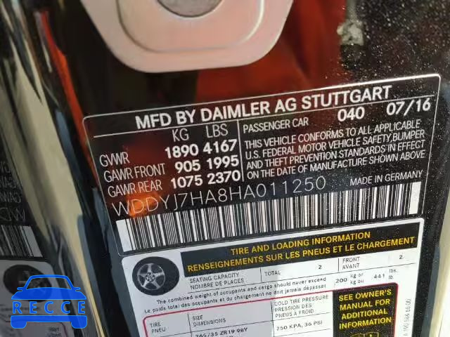 2017 MERCEDES-BENZ AMG GT WDDYJ7HA8HA011250 зображення 9