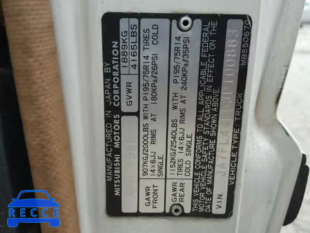 1988 MITSUBISHI MIGHTY MAX JA7FL44E6JP100883 Bild 9