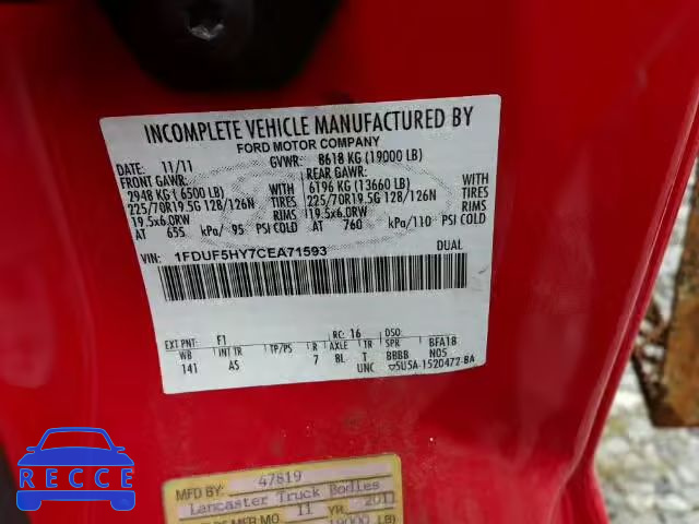 2012 FORD F550 SUPER 1FDUF5HY7CEA71593 image 9