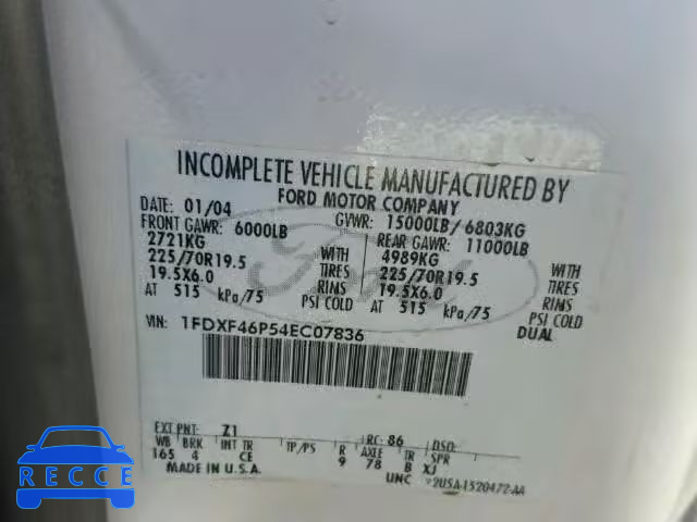 2004 FORD F450 SUPER 1FDXF46P54EC07836 зображення 9