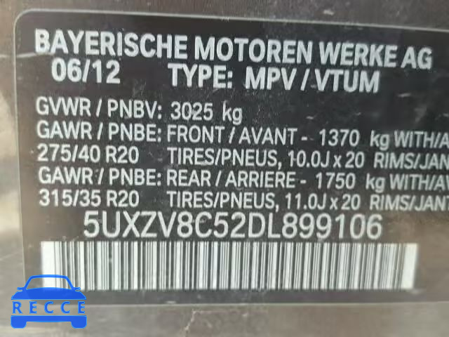 2013 BMW X5 XDRIVE5 5UXZV8C52DL899106 image 9