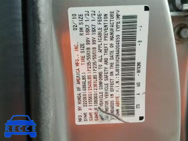 2010 ACURA RDX 5J8TB1H29AA004659 Bild 9