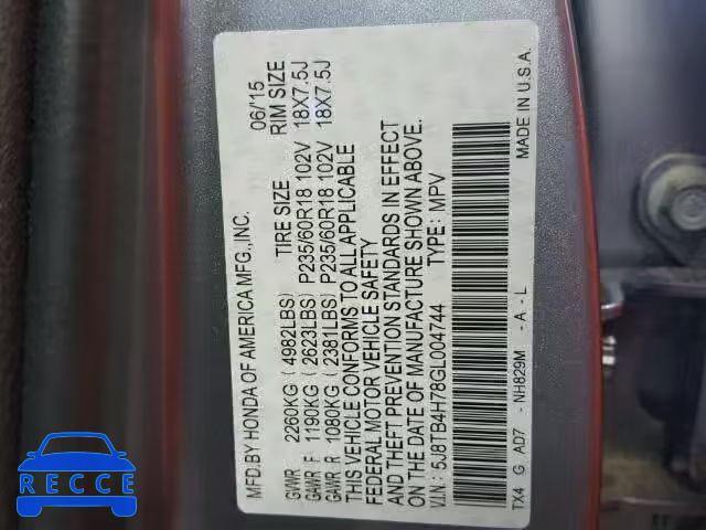 2016 ACURA RDX ADVANC 5J8TB4H78GL004744 image 9