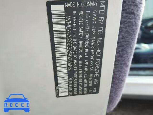 2002 PORSCHE 911 CARRER WP0AA29952S622485 image 9