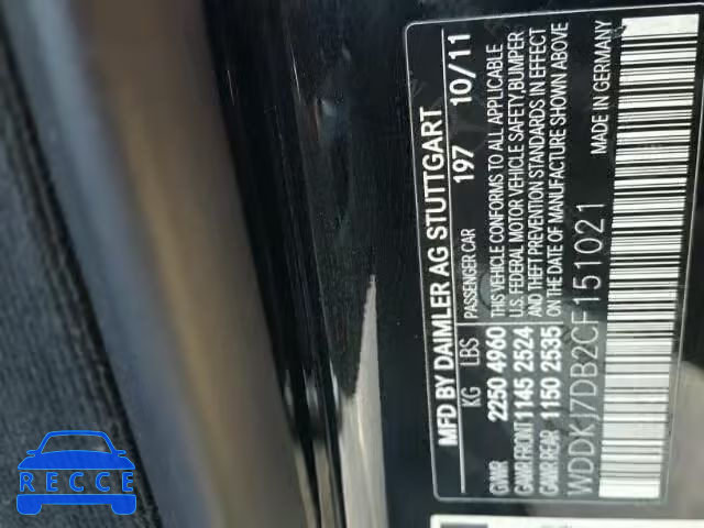 2012 MERCEDES-BENZ E550 WDDKJ7DB2CF151021 image 9