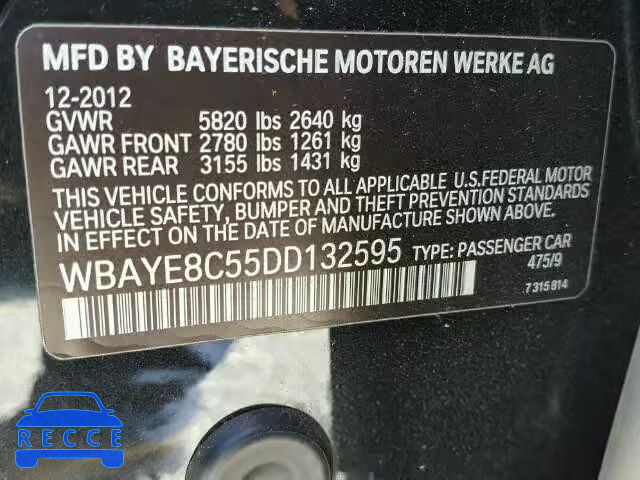 2013 BMW 750LI WBAYE8C55DD132595 image 9