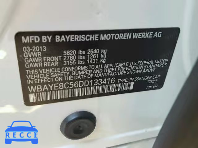2013 BMW 750LI WBAYE8C56DD133416 image 9