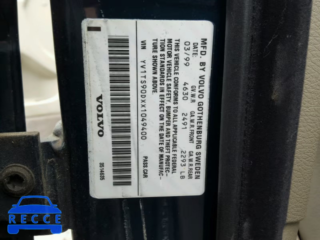 1999 VOLVO S80 T6 TUR YV1TS90DXX1049400 Bild 9