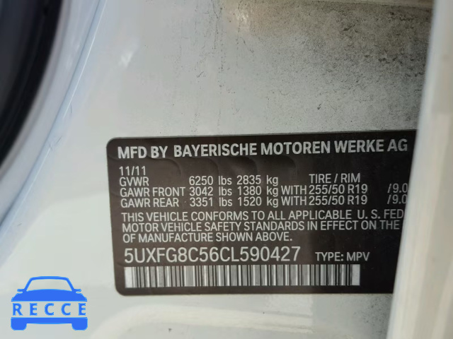 2012 BMW X6 XDRIVE5 5UXFG8C56CL590427 image 9