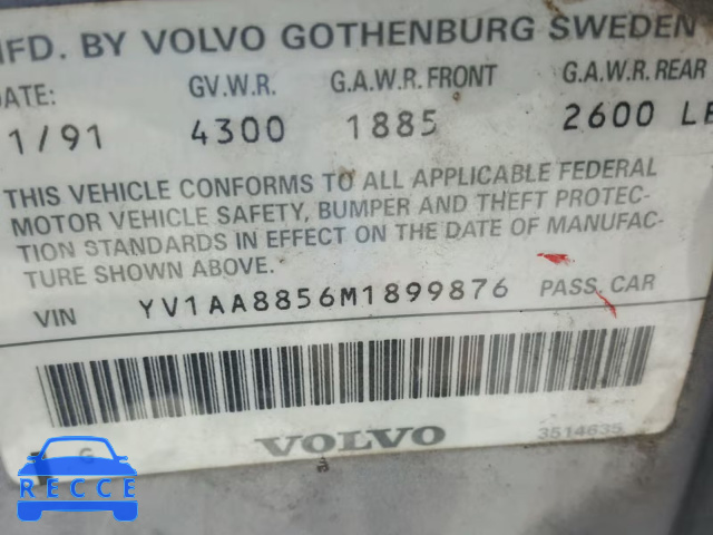 1991 VOLVO 240 BASE YV1AA8856M1899876 image 9