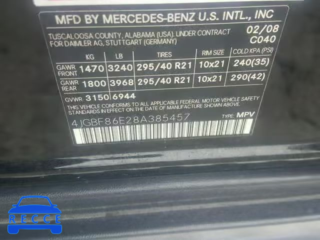 2008 MERCEDES-BENZ GL 550 4MA 4JGBF86E28A385457 image 9