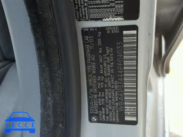 2004 BMW 325 XIT WBAEP33444PF04033 зображення 9