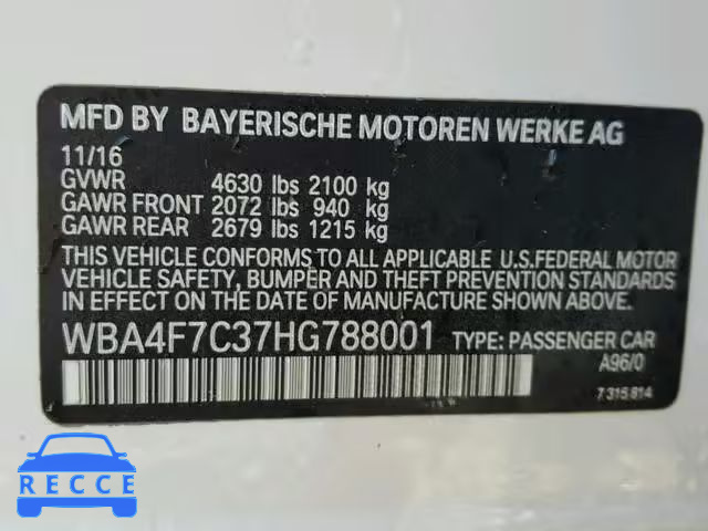 2017 BMW 430I GRAN WBA4F7C37HG788001 image 9