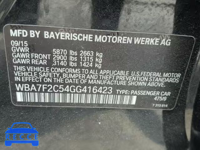 2016 BMW 750 XI WBA7F2C54GG416423 image 9