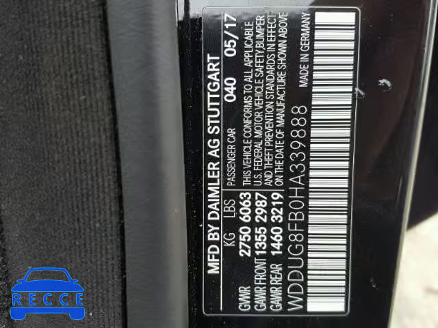 2017 MERCEDES-BENZ S 550 4MAT WDDUG8FB0HA339888 зображення 9