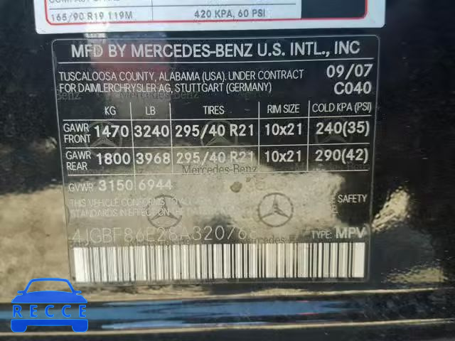 2008 MERCEDES-BENZ GL 550 4MA 4JGBF86E28A320768 image 9